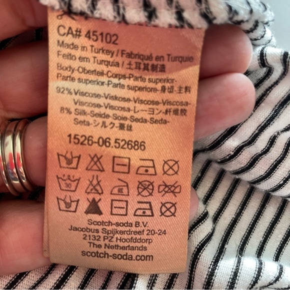 Maison Scotch and Soda Silk Blend Mini Stripe Racerback Tank Top Size Small - Picture 3 of 6